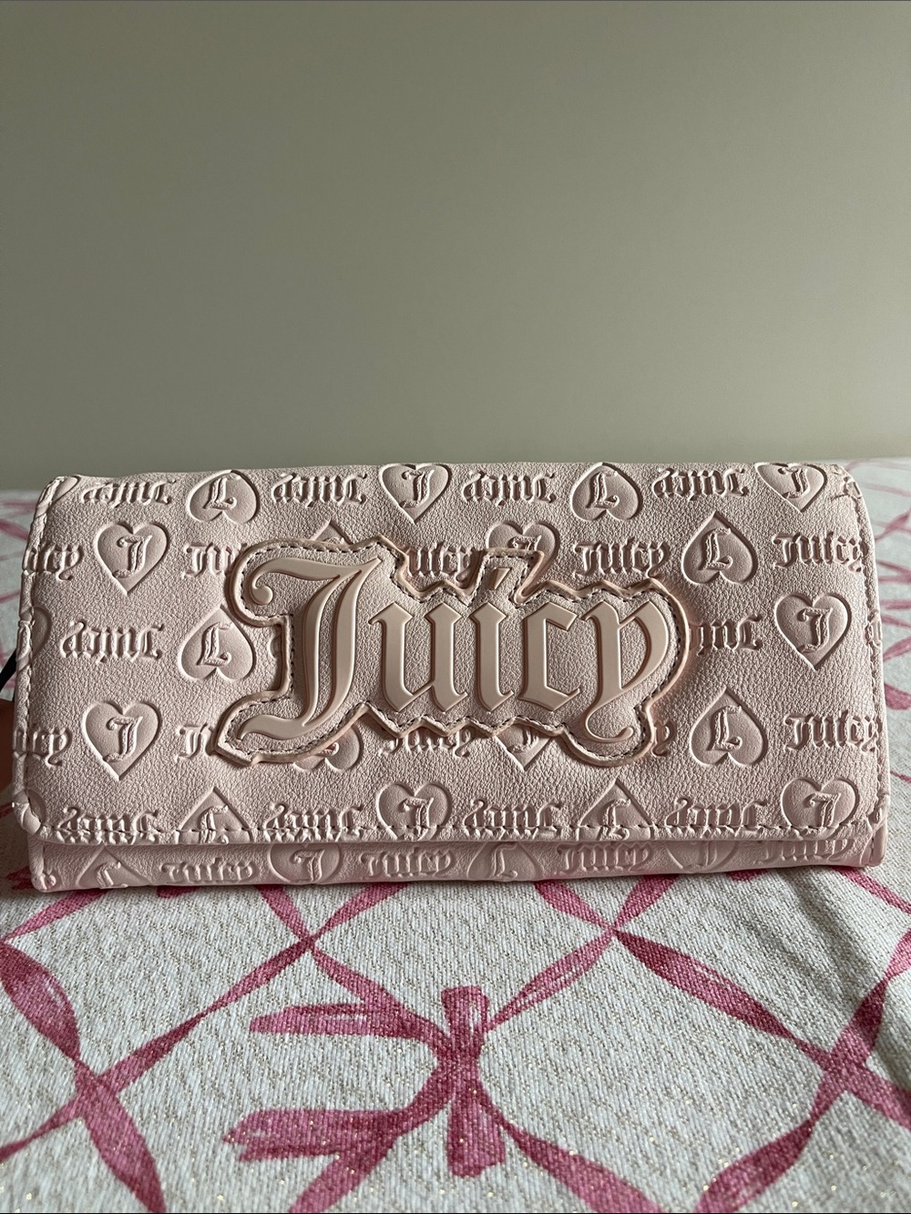 Juicy Couture Blush Pink Embossed Logo Wallet